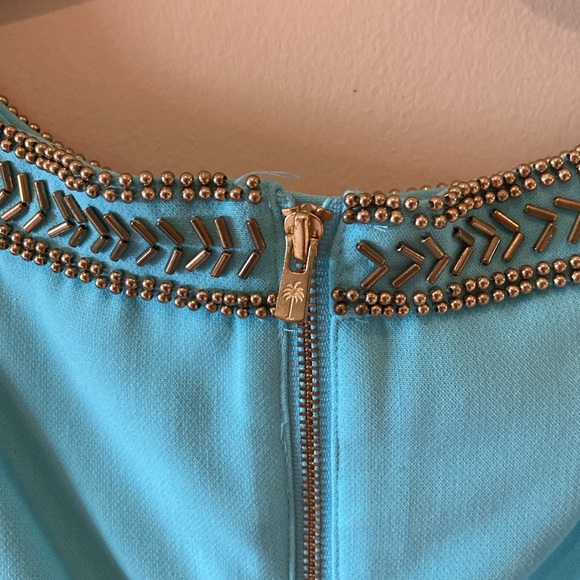 Lilly Pulitzer Baby Blue Mini Dress with Beaded Cut Out Neckline - Picture 6 of 12